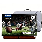 Skyworth 24-Inch Portable Smart TV with Protective Case, Battery Powered Outdoor TV, 1080P FHD, Google TV, HDR10, Dolby Audio, Chromecast, Ideal for Soccer, Sports, Football Game Day Bundle