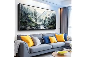ZUITINGHUA Black Framed Canvas Wall Art For Living Room Wall Decor For Bedroom Office Wall Decorations Misty Forest Paintings Tree landscape Pictures Artwork Room Aesthetic Home Decor 20x40 In