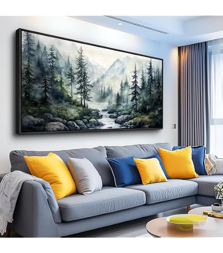 Large Framed Wall Art - Giraffe Landscape Canvas Painting 36x24 Inches For Living Room - View #10