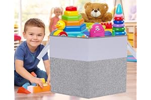 VICTORICH Large Toy Box Chest with Lid, Collapsible Sturdy Toy Storage Organizer Boxes Bins Baskets for Kids, Boys, Girls, Nursery, Playroom (Diamond Gray)