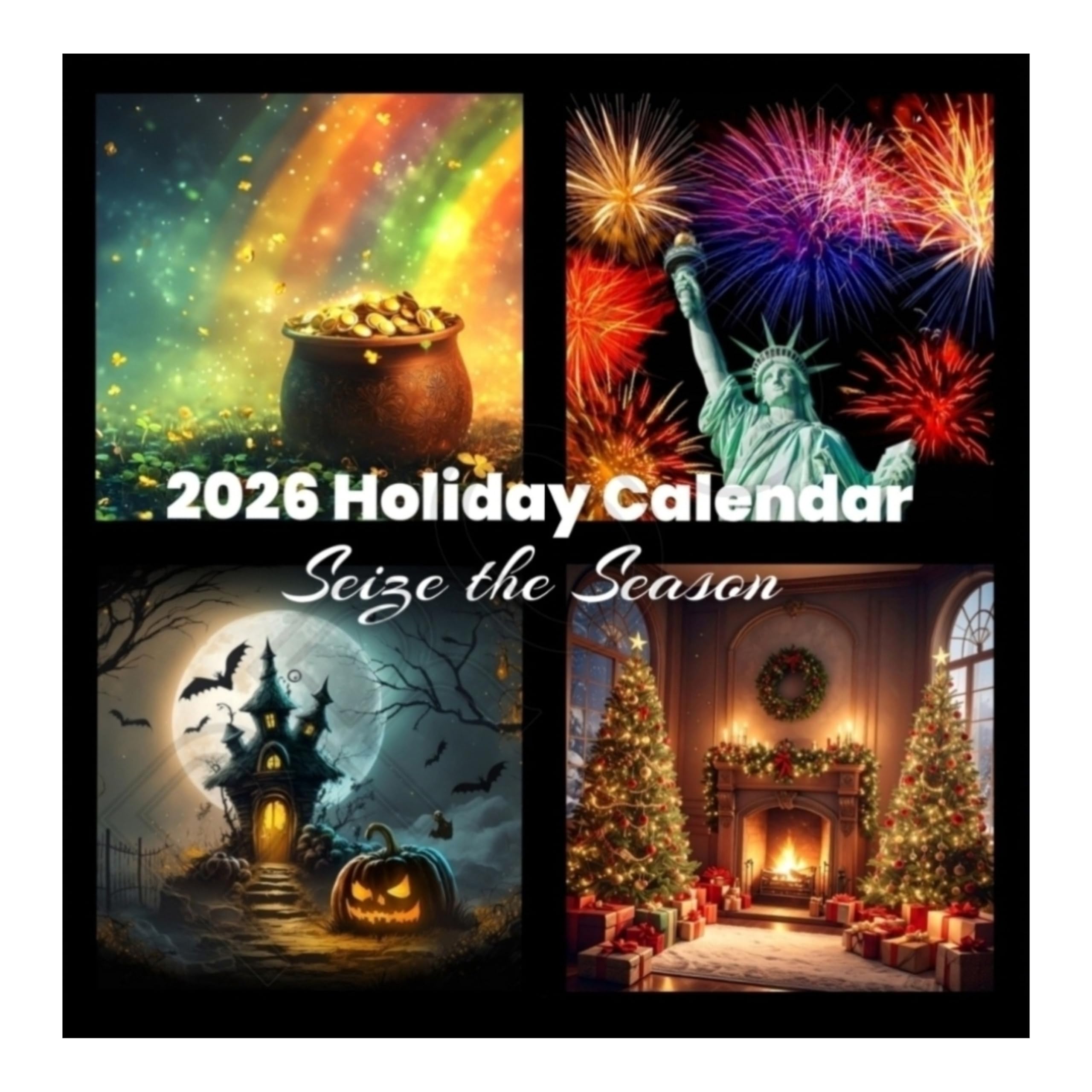 Photo 1 of 2026 Holiday Wall Calendar – 12 x 24 Open Monthly Calendar with Seasonal Holiday Artwork, Large Wall Calendar for Home or Office, Premium Gloss Finish, Made in USA