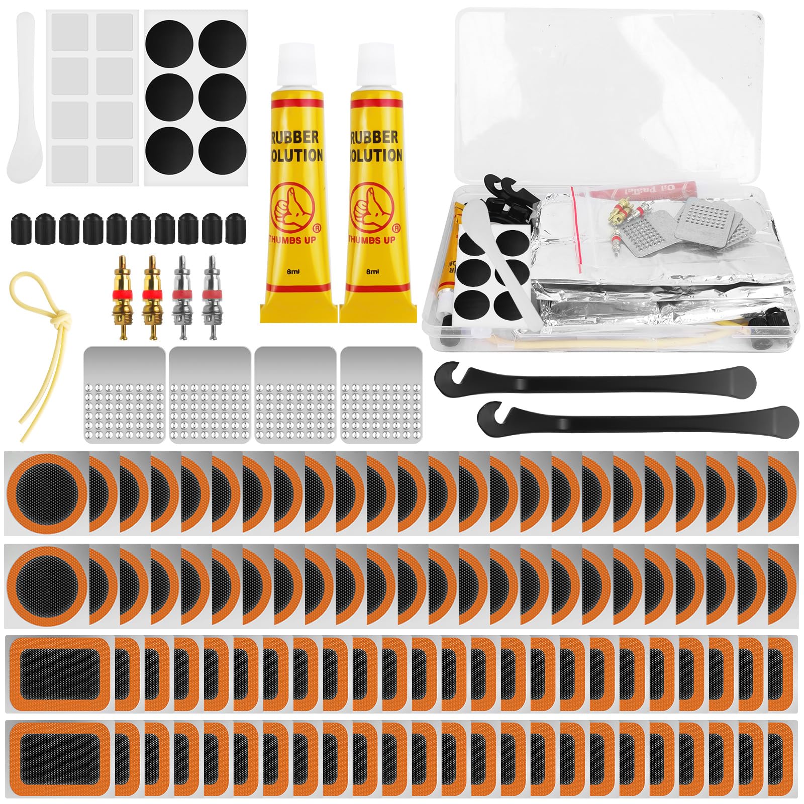 Omsscun 134 PCS Puncture Repair Kit, Puncture Repair Kit Bike Tyre, Bike Puncture Repair Kit, Bike Repair Kit for Mountain, Commuter, Bikes, Motorcycle