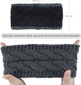 Mygeromon Women's Knitted Headband Winter 2pc Thick Warm Cable Knit Ear Warmer view 7