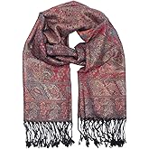 TZ Promise Women's Pashmina Shawl Wrap, Multicolored Paisley Leaf Pattern, Soft Lightweight Evening Rave Scarf