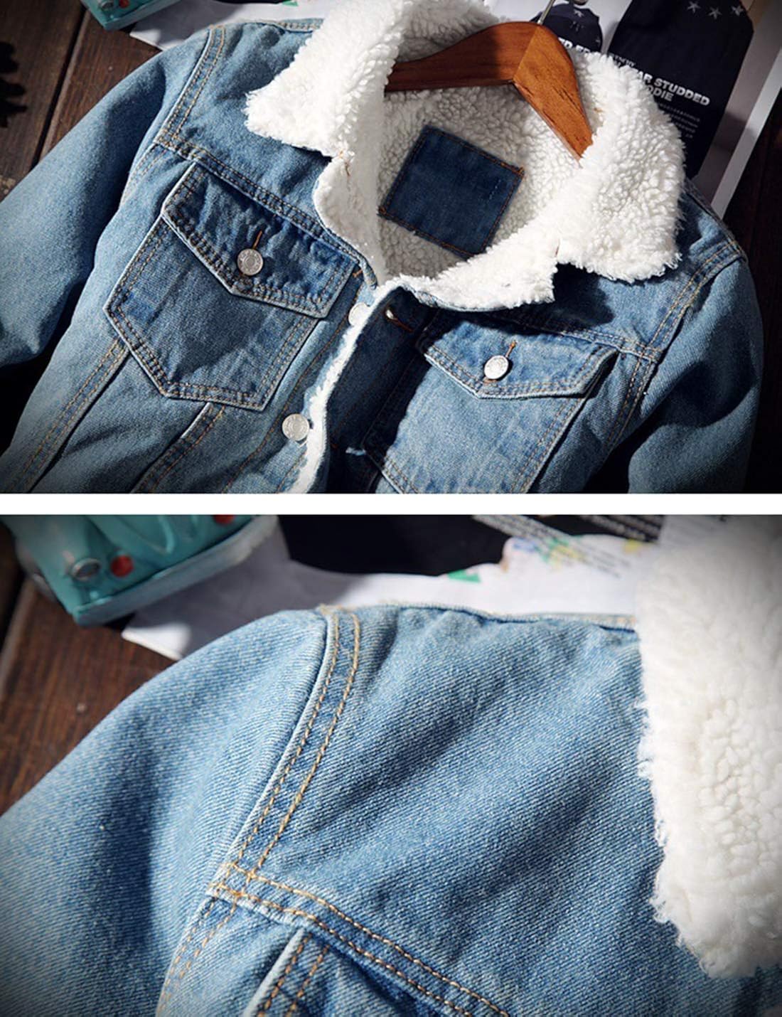 Springrain Men's Winter Sherpa Lined Denim Jacket Windbreaker Trucker Jacket at  Men’s Clothing store