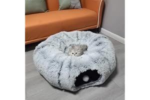 Pawtenda Cat Tunnels for Indoor Cats, Plush Cat Tunnel Bed, Cat Playing Donut Bed, Multifunctional Cat Toys for Relaxing