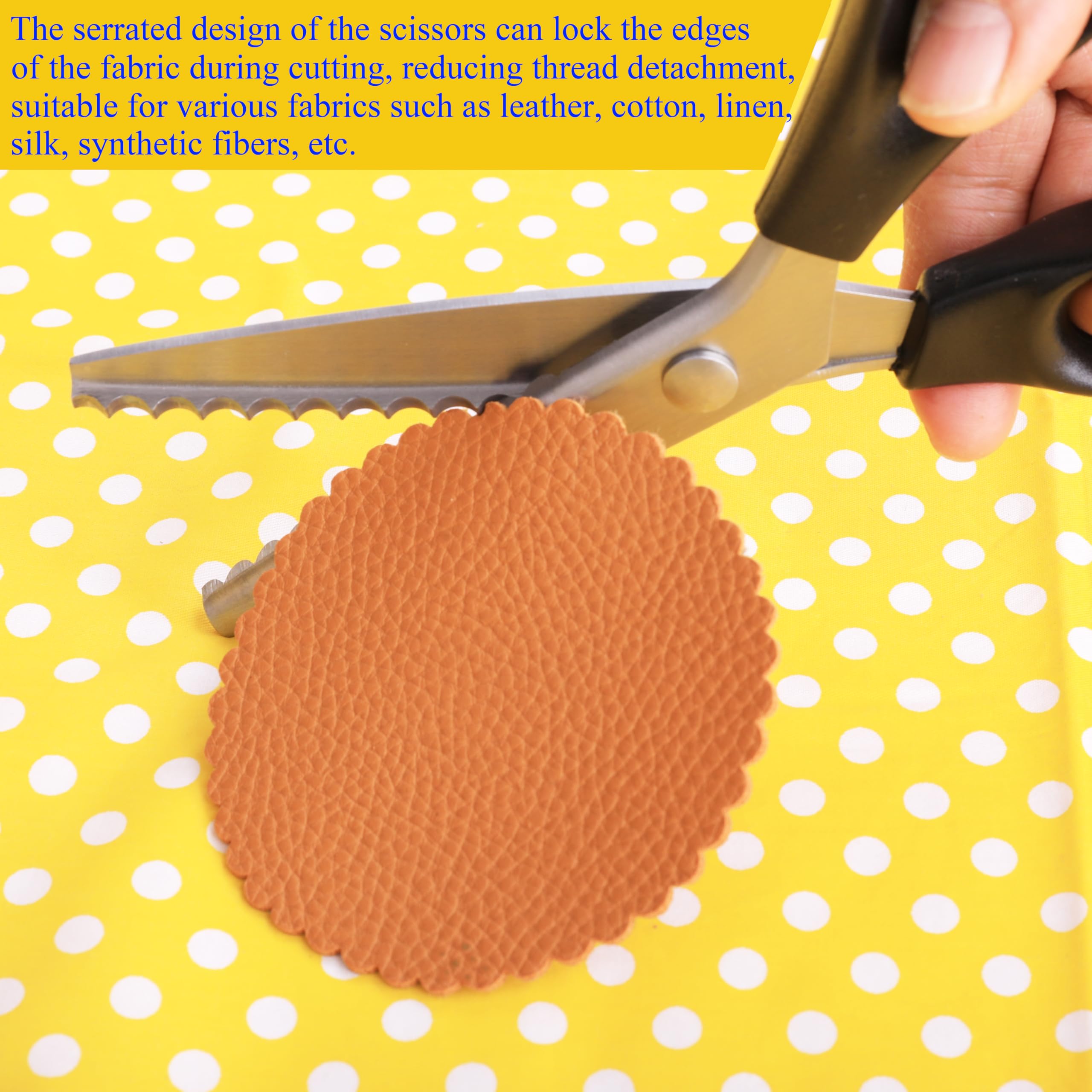 Hui Tong Strong & Sharpe Pinking Shears,Pinking Shears Scissors for Fabric, Serrated and Scalloped Scissors Fabric,3mm,5mm,7mm (Scalloped 7mm)