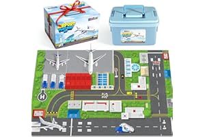 MADZEE Airplane Toy Set with Planes, Trucks & Playmat - Interactive Learning Toys for Toddlers, Great Gift