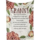 InnoBeta Granny Gifts, Grandma Gifts for Granny, Flannel Throw Blankets on Mother's Day, Christmas, Birthday, 50" x 65", Red Flowers