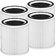 Breabetter AC400 True HEPA Replacement Filter Compatible with Purivortex AC400 Purifiers, 3-in-1 H13 True HEPA Filter（4-Pack）-White