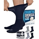 Doctor's Select Diabetic Socks for Men - 4 Pairs Crew Diabetic Neuropathy Socks for Men | Diabetic Socks for Men 9-12