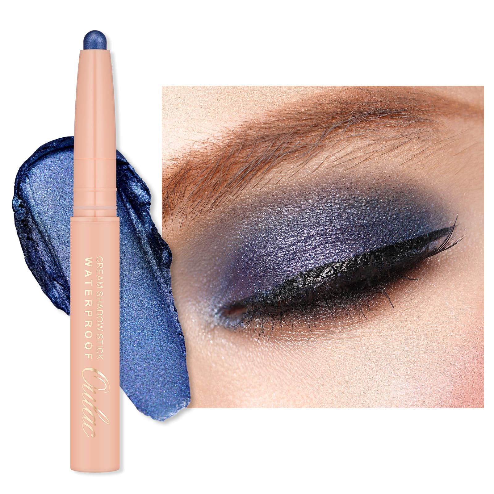 Oulac Waterproof Eye Shadow Stick Smooth and Long Lasting, Shimmering Glitter Finish, Blendable Eyes Makeup, Vegan & Cruelty-Free 1.25g, 20 Navy Velvet