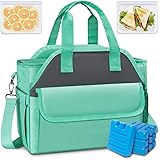 Lunch Bags for Women, Insulated Multi-Pocket Cooler Tote Bag for Adult Men with 4 Icepacks&2 Storage Pocket, Large Leakproof 
