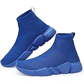 Santiro Walking Shoes for Men Lightweight High Top Sneakers Breathable Knit Athletic Running Shoes Fashion Gym Sports Shoes