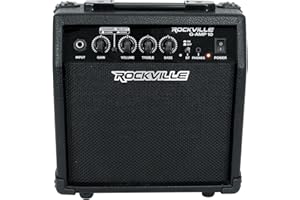 Rockville G-AMP 10W Guitar Amplifier with Bluetooth, Clean/Distortion Modes, 6" Speaker, 2-Band EQ, Headphone Out, for Practice and Small Gigs