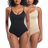 HUGINOCT Bodysuit Seamless Shapewear Tummy Control Women Body Shaper Sculpting Snatched Waist with Briefs