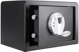 Barska AX11620 Biometric Fingerprint Mini Security Home Safe Box 0.29 Cubic Ft, Black, 12" x 8" x 7.75"