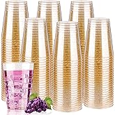 Goodluck 12 oz 200 PCS Gold Glitter Plastic Cups, Disposable Glitter Cups | Elegant Plastic Cocktail Glasses, Fancy Party Cups for Wedding, Birthday, Holiday