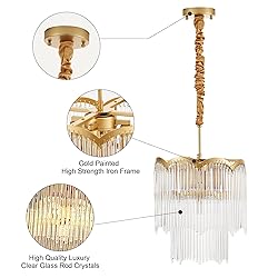 Faibra 12.52" Gold Clear Glass Crystal Pendant