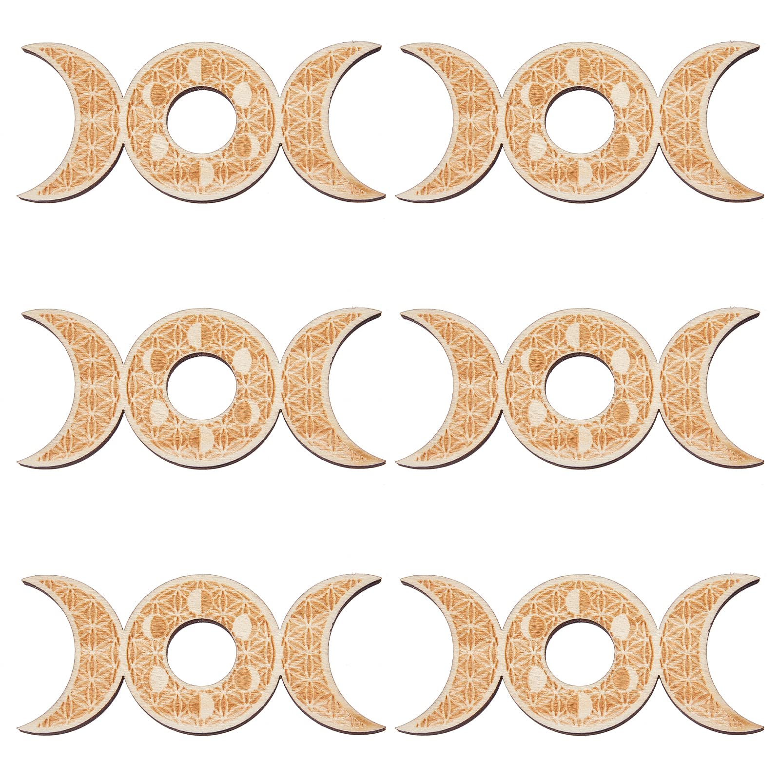 CREATCABIN 6Pcs Mini Crystal Sphere Display Stand Crystal Ball Base Holder Wooden Sphere Stand Crystal Ball Display Triple Goddes Moon 60-80mm Sphere Holder for Natural Stone Vintage Multi-use