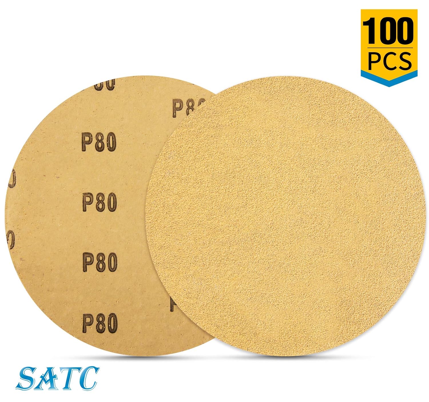 S SATC 100 PCS PSA Sanding Discs 6 Inch Adhesive Backed Sandpaper 80 Grit Sander Attachment for Drill Self Stick Aluminum Oxide Round Automotive Sandpaper with Sticky Back: Industrial & Scientific