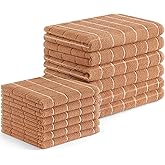 Homaxy Microfiber Kitchen Towels and Dishcloths Set, 12 Pack Soft and Absorbent Dish Hand Towels Bulk, 28 x 16 Inch & 12 x 12 Inch Quick Drying Rags for Washing Dishes, Camel
