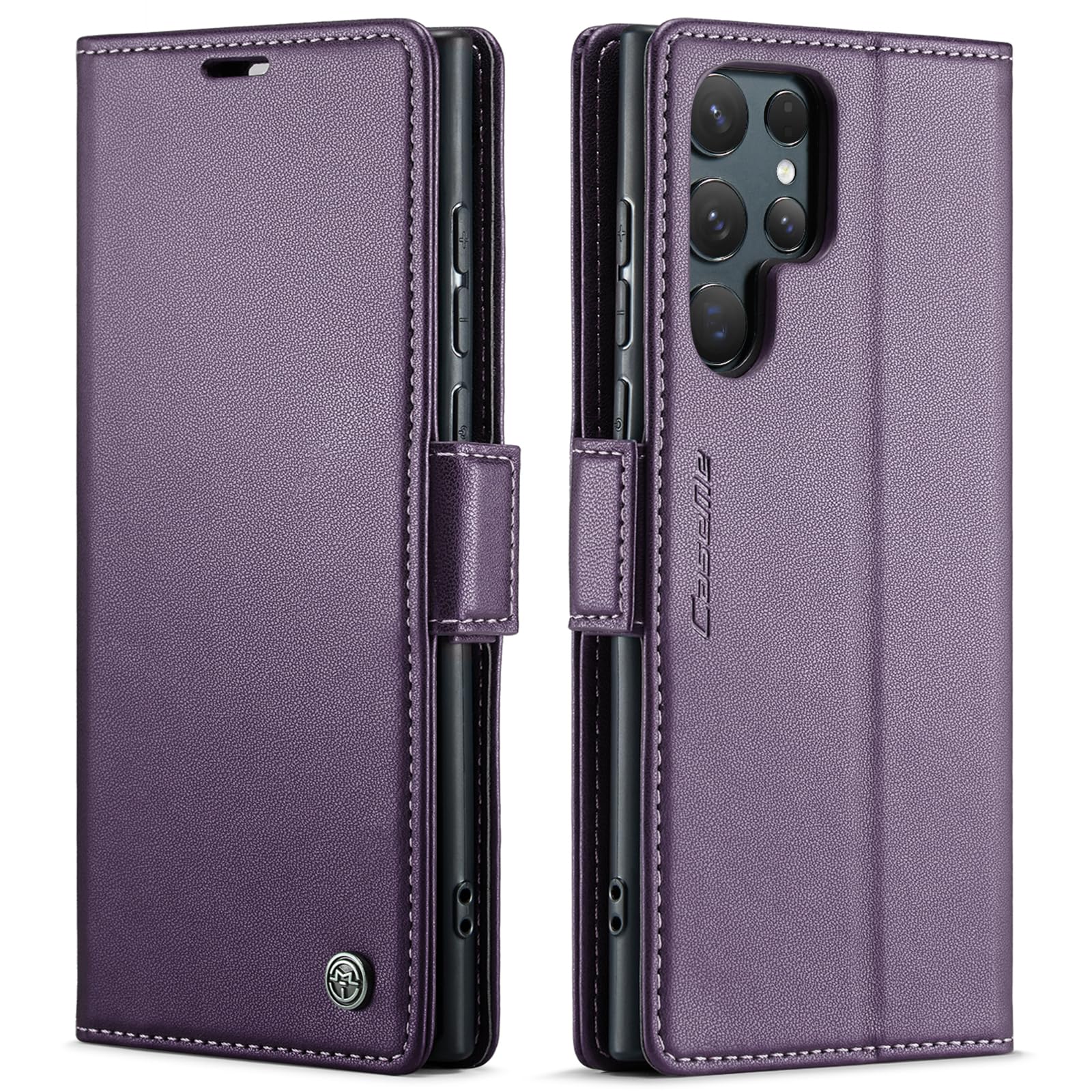 Newhalper Wallet Case Designed for Samsung Galaxy S24 Ultra 6.8 inch [Card Holder][RFID Blocking][Premium PU Leather] Flip Phone Cover for S24 Ultra (Purple)