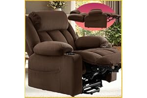 Cfvyne Triple Motor Large Power Lift Recliner Chair for Elderly, 180° Lay Flat Lift Chairs Recliners, Infinite Position, Power Headrest, Heat & Massage, Extended Footrest, Plush Flannel (Dark Brown)