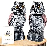 BobbleHead Owl Decoys Sculpture to Scare Birds Away, 2-Pack 8.3" Fake Owl Plastic Scarecrow Bird Deterrent, Natural Enemy Pest Repellent, Garden Decor Statues for outside, Patio, Lawn, Yard Decoration