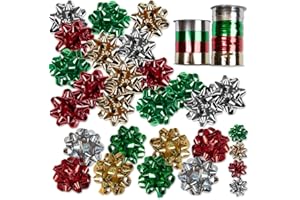 Gift Boutique 30 Christmas Self Adhesive Gift Bows and 8 Rolls of Christmas Curling Ribbons
