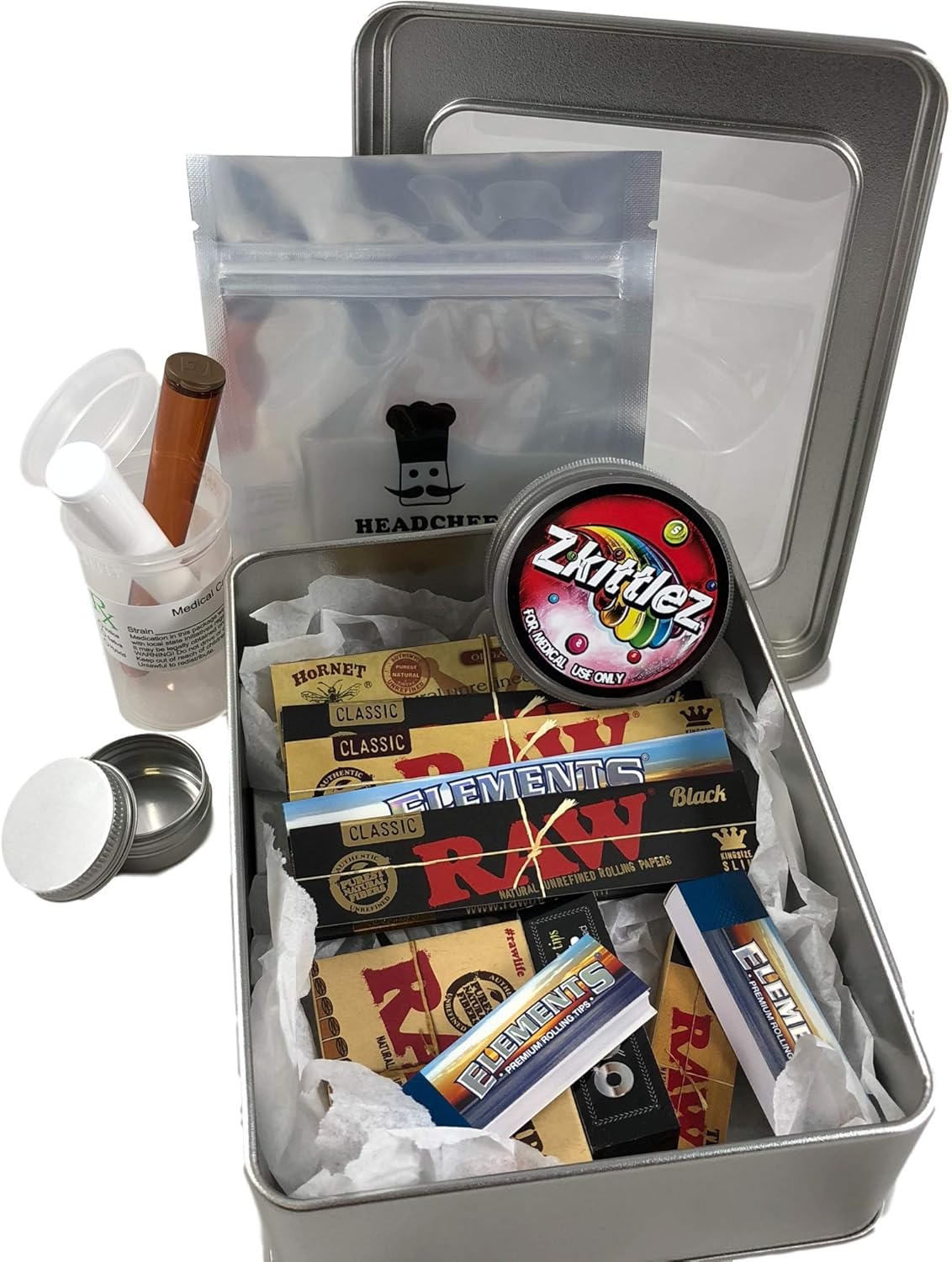 RAW Cigarette Smokers Rolling Gift Tin Box Set Smoking Hamper Kit
