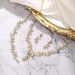 BriLove Women's Wedding Jewelry Set Leaf Cluster