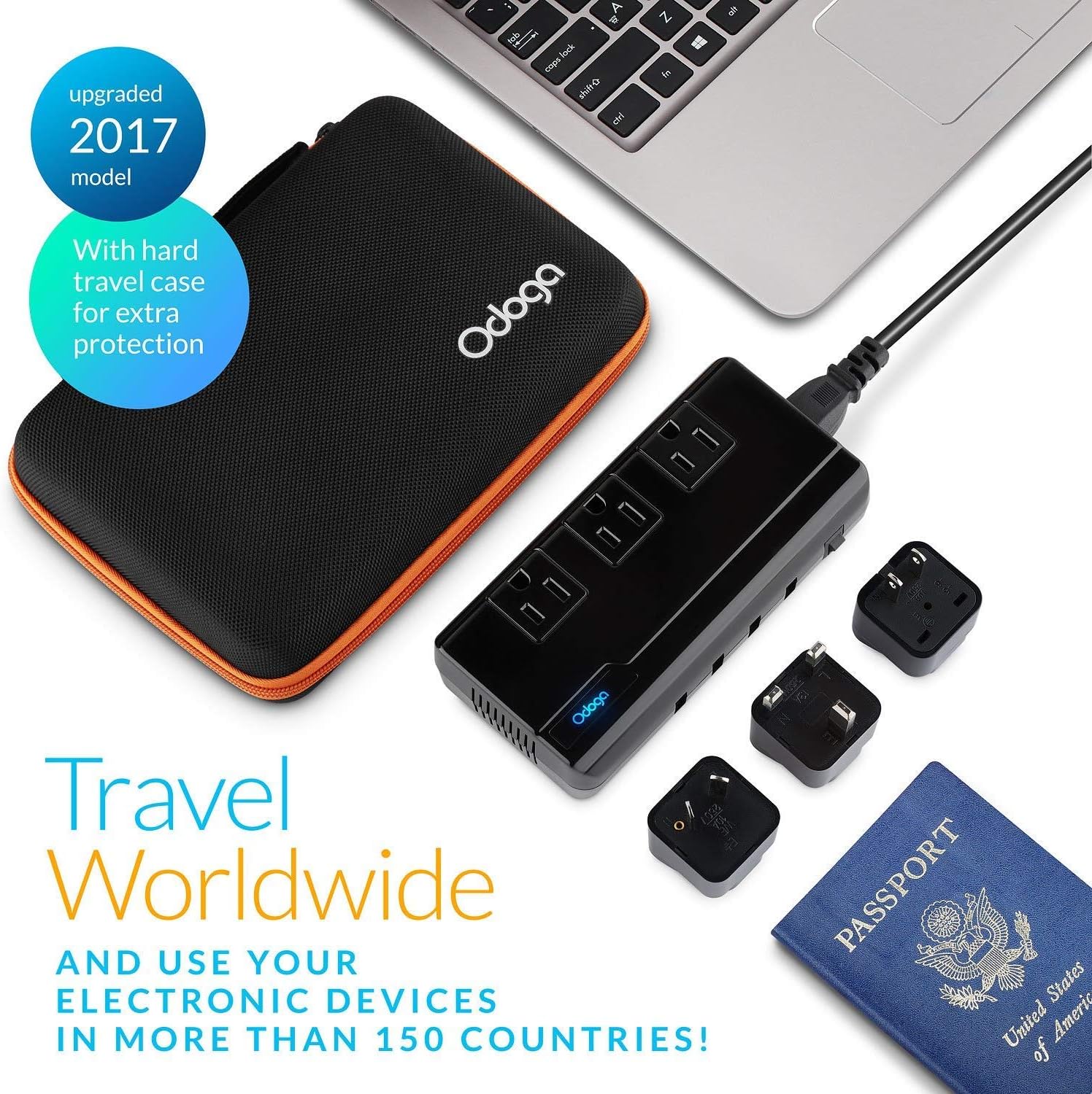 Odoga Voltage Converter 220V to 110V Travel Adapter with 4 USB Ports 3 AC Outlets and UK/Europe/AUS International Travel Plugs for More Than 150 Countries: Automotive