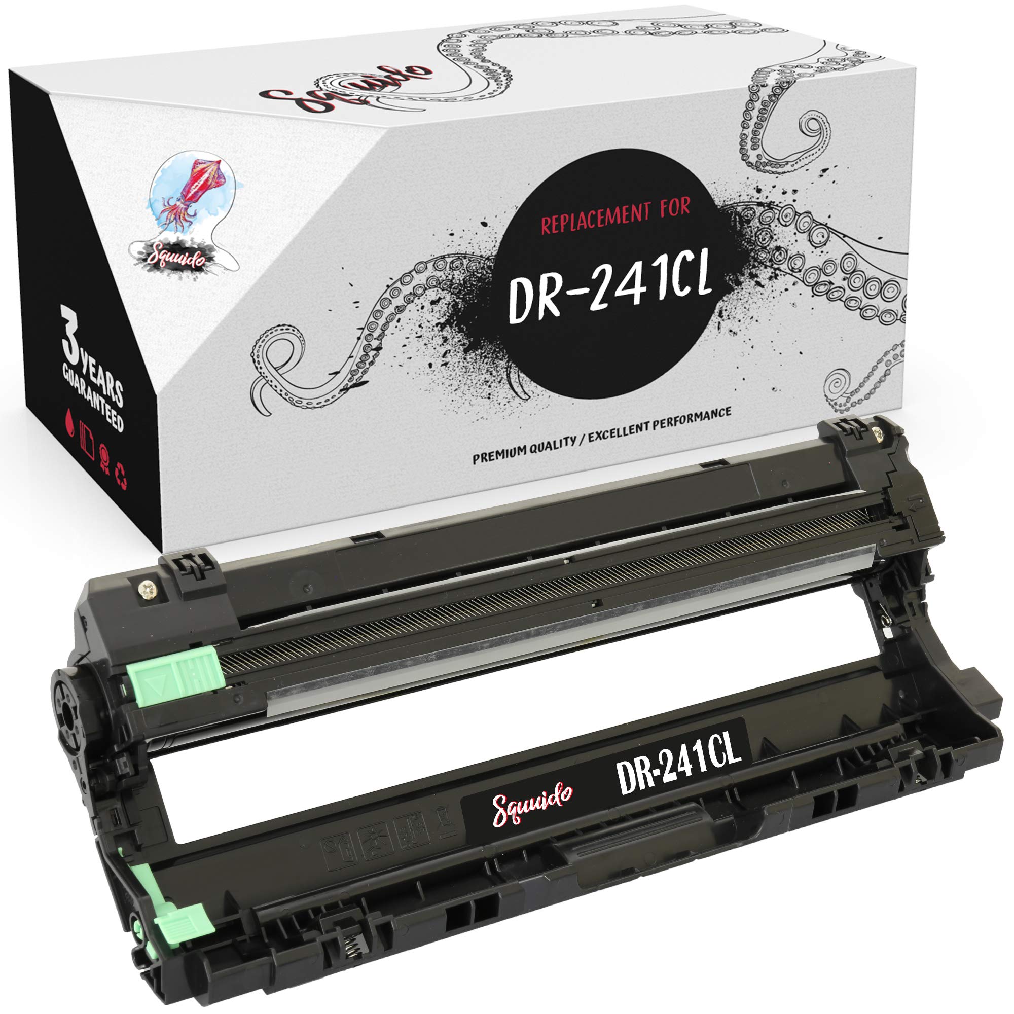 Squuido Black Drum kit DR-241 DR-241CL Compatible with Brother DCP-9015CDW DCP-9020CDW MFC-9140CDN MFC-9330CDW MFC-9340CDW HL-3140CW HL-3150CDW HL-3170CDW | High Yield 15000 Pages