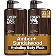 Every Man Jack Nourishing Amber + Sandalwood Mens Body Wash for All Skin Types - Cleanse, Nourish, and Hydrate Skin with Natu