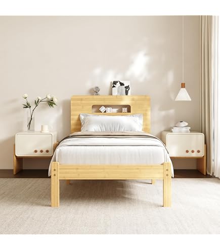 Amazon.com: COMASACH 14 Inch High Bamboo Wood Twin Bed Frame with