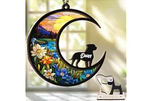 VINATIMES 6'' Pitbull Dog Memorial Suncatcher Personalized Name Dog Breed Pet Ornament Window Car Hanging Sympathy Gift for Loss of Pet Passed Away Remembrance Gift for Dog Lovers SCD-B11-6-55