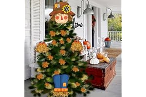 Auirre Fall Scarecrow Christmas Tree Topper Head Hands and Legs, Autumn Harvest Farmhouse Decorative Tree Ornaments Decor, Thanksgiving Holiday Indoor Home Decorations Party Supplies