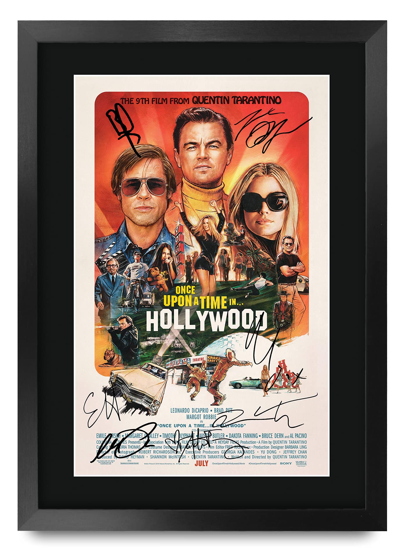 HWC Trading Once Upon a Time in Hollywood Gifts Printed Signed Autograph Picture for Movie Memorabilia Fans - A3 Framed