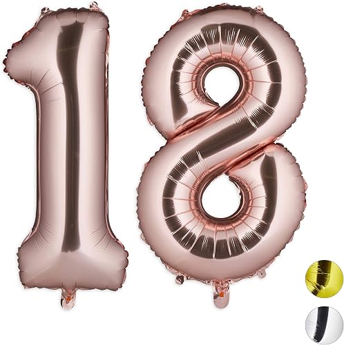Download Relaxdays Ballon chiffre numéro 20 gonflable anniversaire décoration géant mariage fête hélium 85-100 cm XXL, rose doré PDF