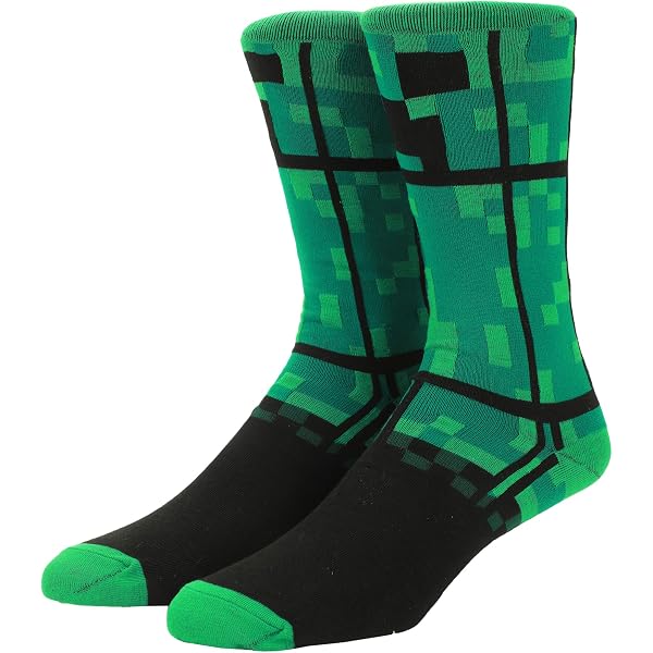 Calzini Minecraft Bioworld - 5 Paia Con Creeper E Zombie, Taglia Unica