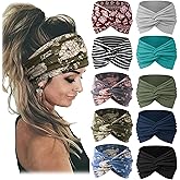 Jesries 10 PCS Women Headbands African Wide Hair Wrap Extra Turban Head Bands for Lady Large Sport Workout Stretch Non-slip Big Hair Bands