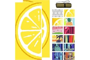Bnuitland Yellow Lemon Beach Towel (35X75 inches), Oversized Absorbent Quick Drying Sand Free, Cute Fruit Towels for Travel Swimming Pool Picnic, 90% Polyester and 10% Polyamide