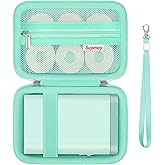 Supmay Hard Case Compatible with Nelko P21/for Phomemo D30/for SUPVAN E10/for NIIMBOT D11 Label Maker Machine, Portable Bluetooth Label Printer Storage Holder Bag with Mesh Pocket for Tapes, Green