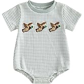 VISGOGO Unisex Baby Boy Girl Striped Romper Waffle Short Sleeve Bubble Oversized Romper Bodysuit Summer Onesie Clothes