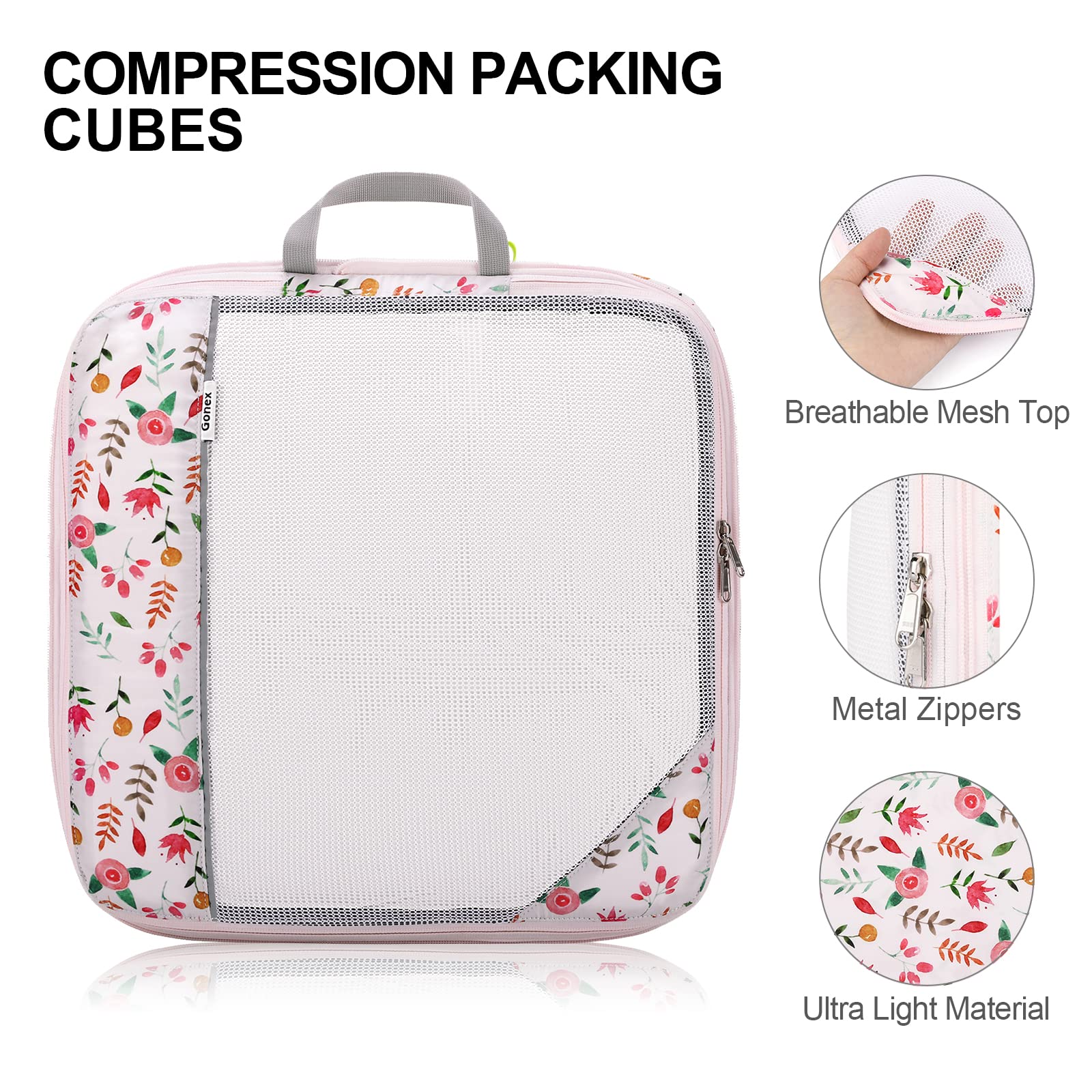 Gonex Compression Packing Cubes, Gonex Extensible Storage Mesh Bags Organizers