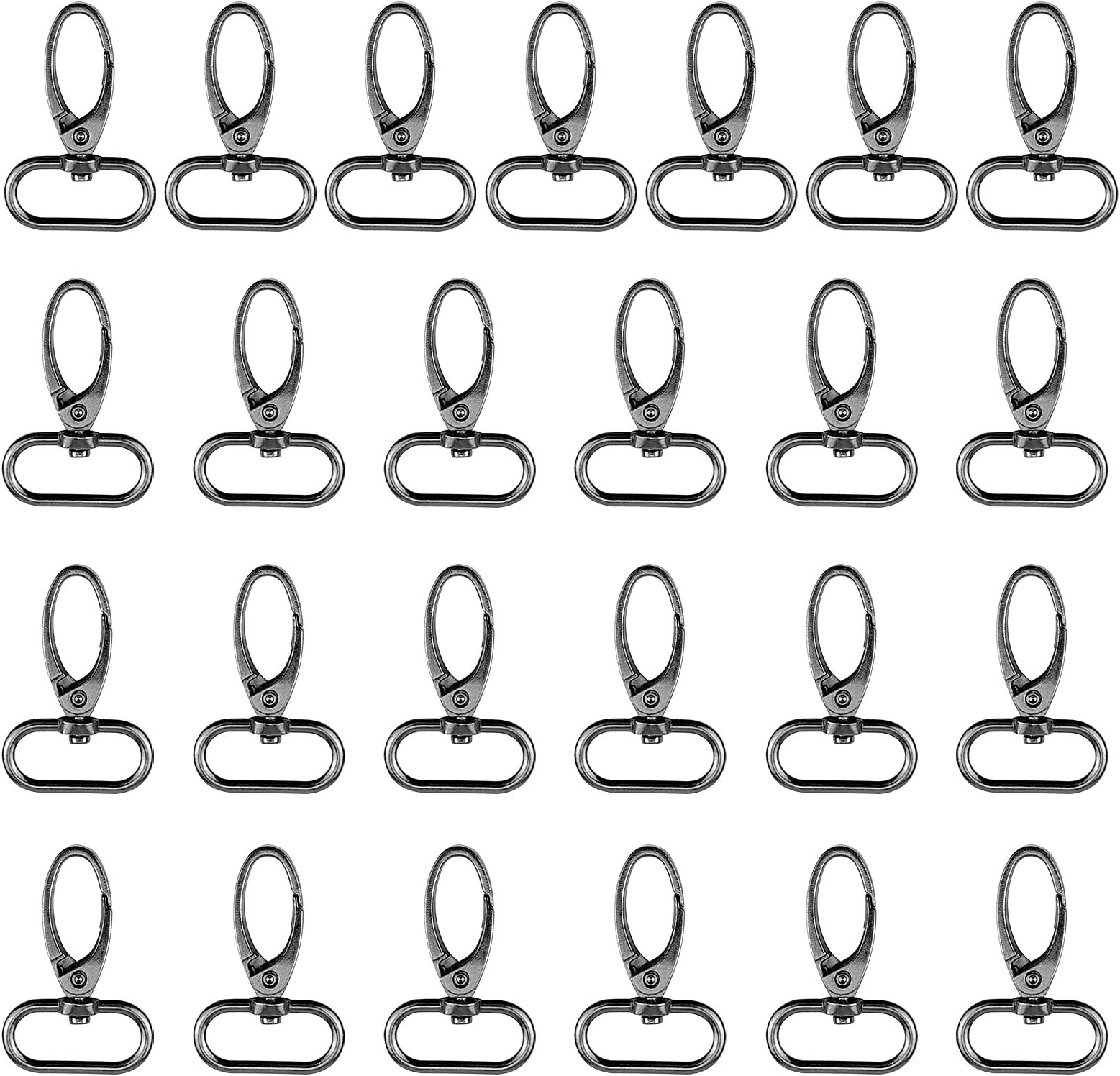 Hysagtek 25 Pcs Oval Ring Lobster Claw Clasps Swivel Snap Hooks Clips Lobster Clasps Hooks for Lanyard Handbag Backpack Purse Hardware Pet Collars, 1.25 Inch, Gun Black