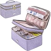 Lexeeco Medicine Storage Bag Pill Bottle Organizer with Portable Small Pouch Travel Medication Bottle Organizer for Emergency Home First Aid Box Kit (Purple)
