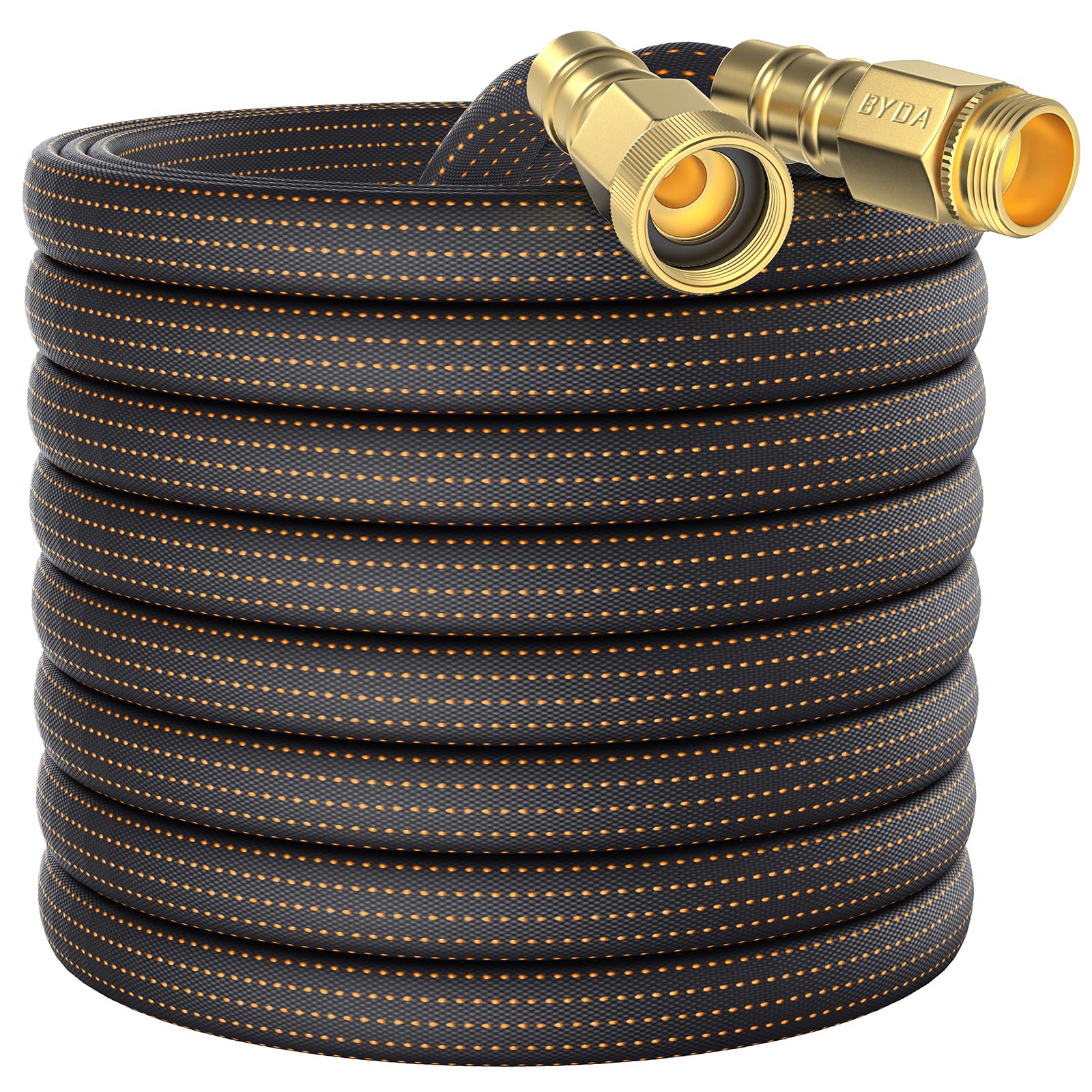 Photo 1 of 10FT Lightweight Flexible Garden Hose,Non-Slip Handles,Non-kink Hose,Solid Brass Fitting for Boats, RV Water Hose,Marine Washdown,Lawn,Garden,Leakproof TPE Hose (OrangeBlack, 10 FT)