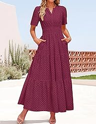 ZESICA Women's 2025 Summer Short Sleeve Maxi Dress